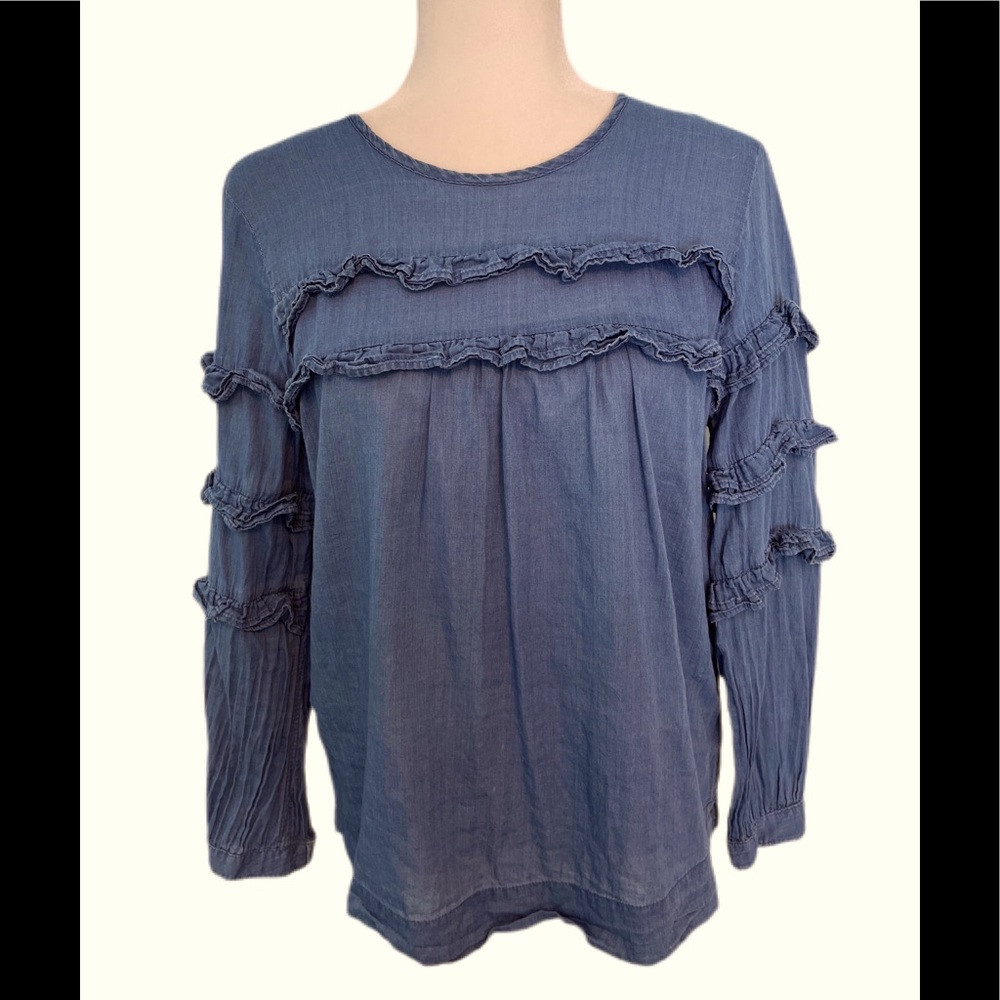 J. Crew blue chambray blouse size 4